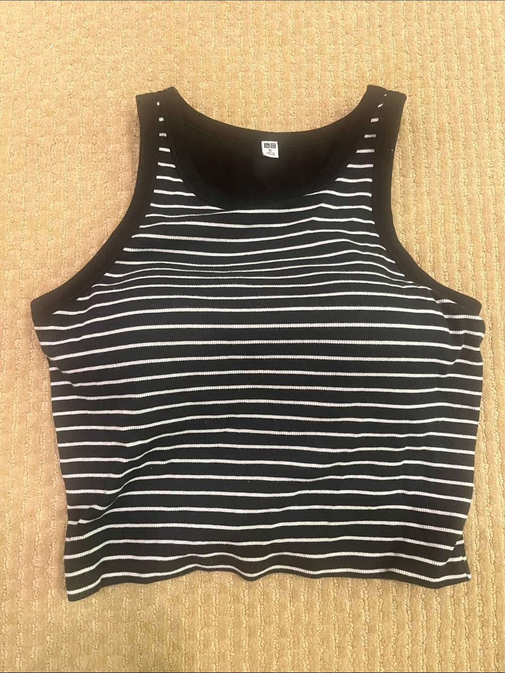 Uniglo Bra Top Striped Black & White Crop Tank Top - Women